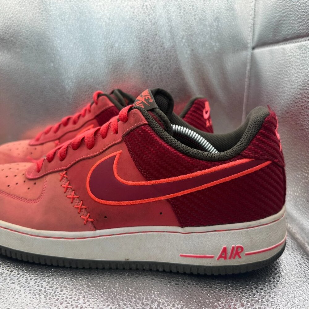 Size 12 Nike Air Force 1 Low Mens Fusion Red Lace-Up Athletic Sneaker 488298-611 - Picture 7 of 11